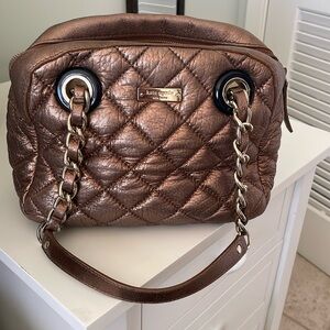 Michael Kors Metallic Brown Quilted Shoulder Bag